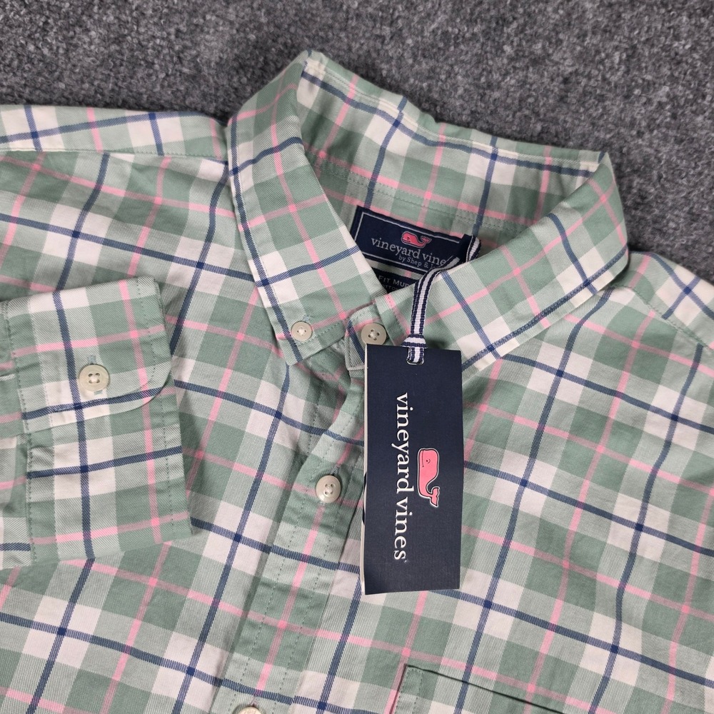 Vineyard Vines Murray Shirt Mens L Green Riverbank Plaid Slim Fit 1W3710-362 NWT